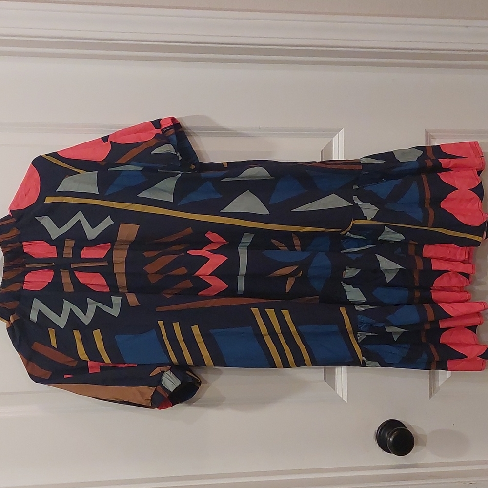 Anthropologie Corey Lynn Calter Navy Meryl Tunic Mock Neck Abstract Print Dress